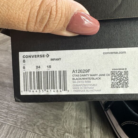 Converse CTAS Dainty Mary Jane Toddler size 8 Black White Shoes - Picture 9 of 9